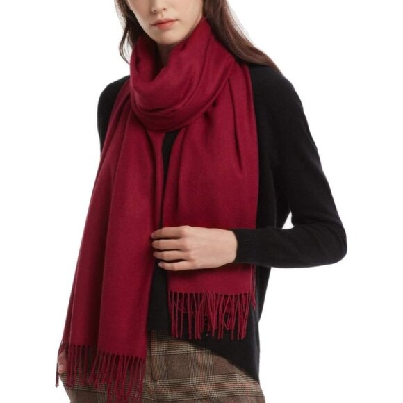 Women Wine Red Pashmina Shawl Wraps Cashmere Feel Winter Scarf Soft Warm Blanket - Picture 1 of 7